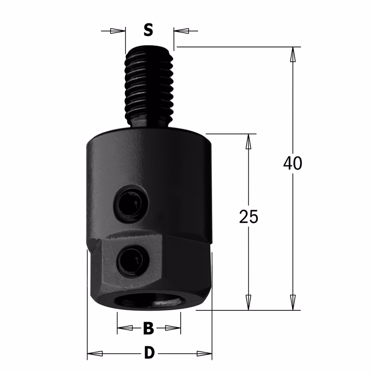 Boorhouder, rechts D=19,5mm S=M8 B=10mm