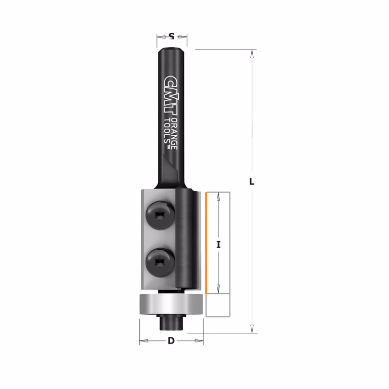 Rechte frees met kopse volglager en wisselbare messen, HWM D=16mm S=8mm