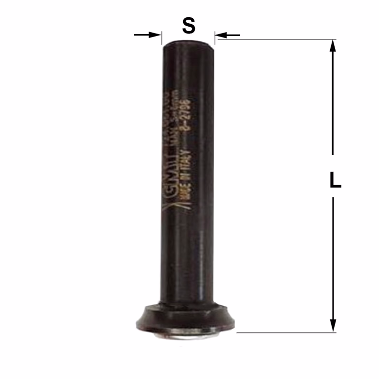 Spindel zonder kogellager S=1/2" L=55mm