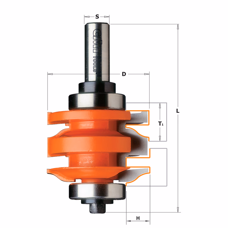 Profiel en conterprofielfrees, HW L=87,5mm