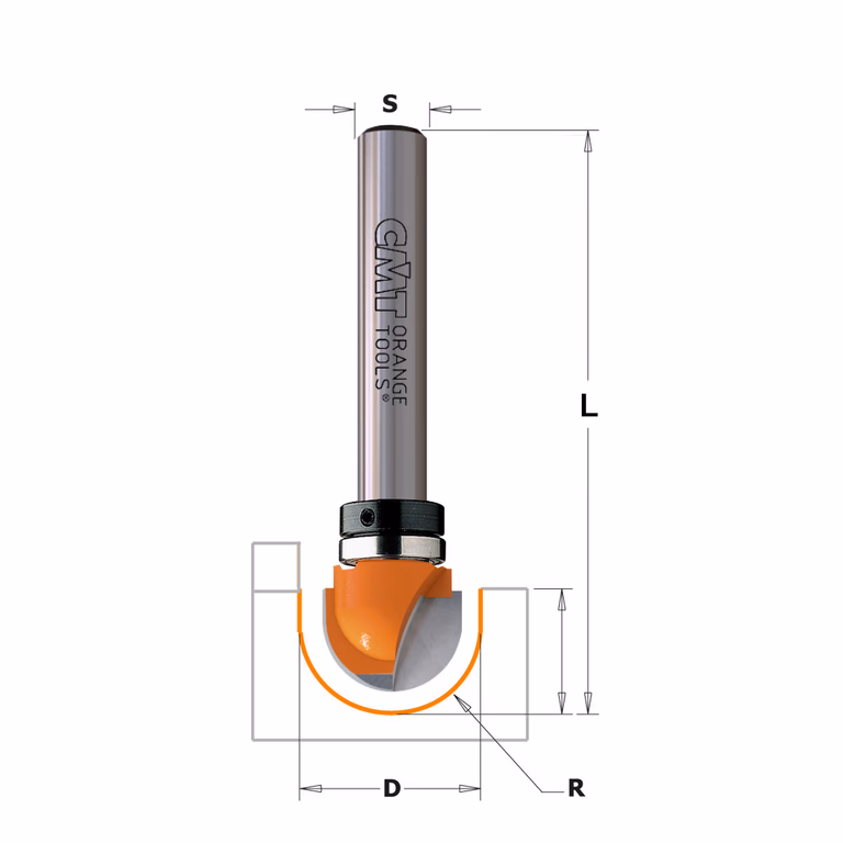 Bolle radiusfrees met kogellager, HW D=12,7mm L=51mm I=9,5mm R=6,35mm