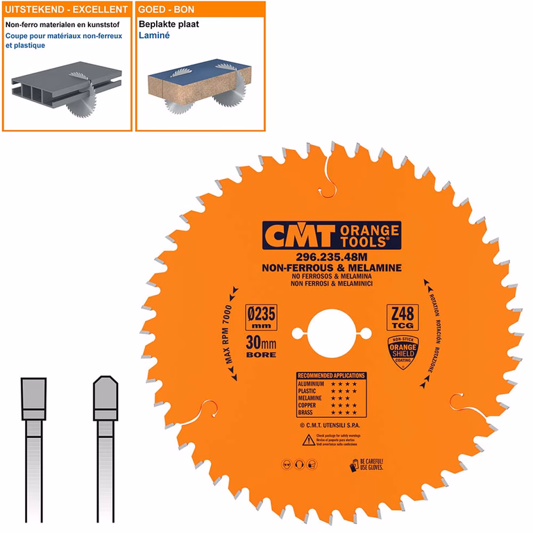 Cirkelzaag voor non-ferro metalen en harde materialen D=235mm K=2,8mm P=2,2mm Z48