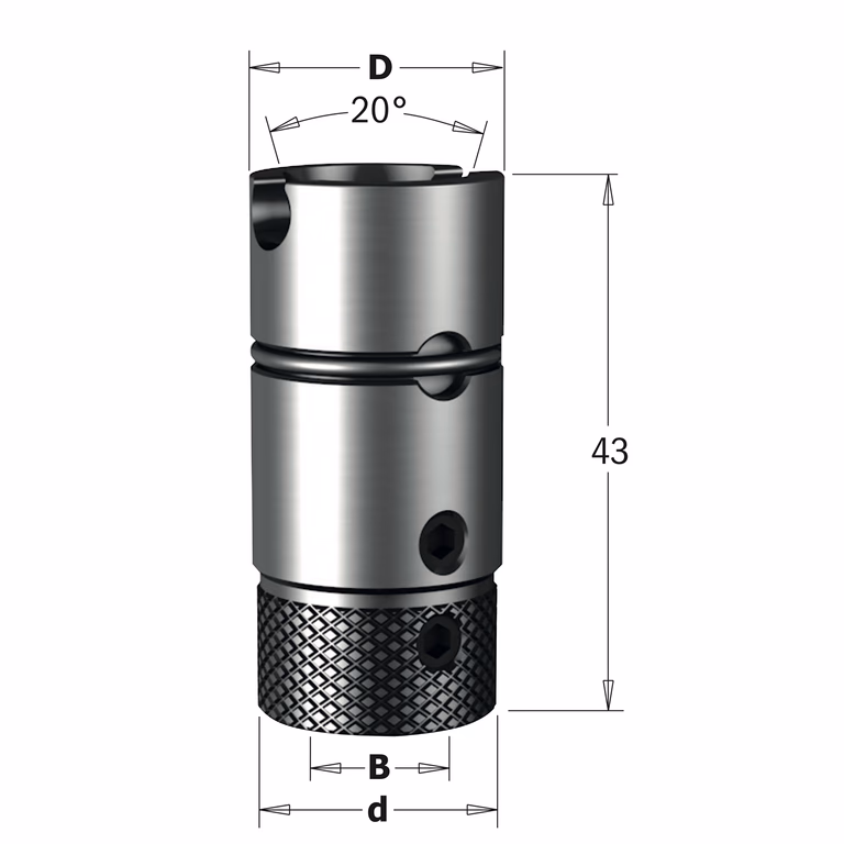 Snelwissel boorhouder voor Morbidelli, rechts en links D=20mm B=10mm