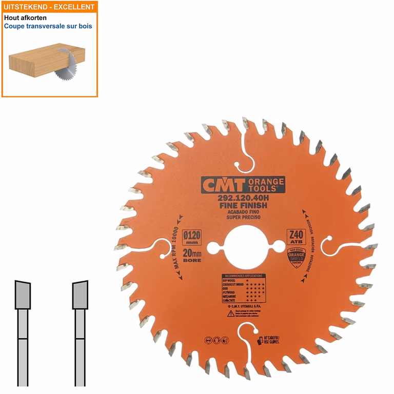 HW afkortcirkelzaag voor draagbare machines D=120mm B=20mm P=1,2mm Z40
