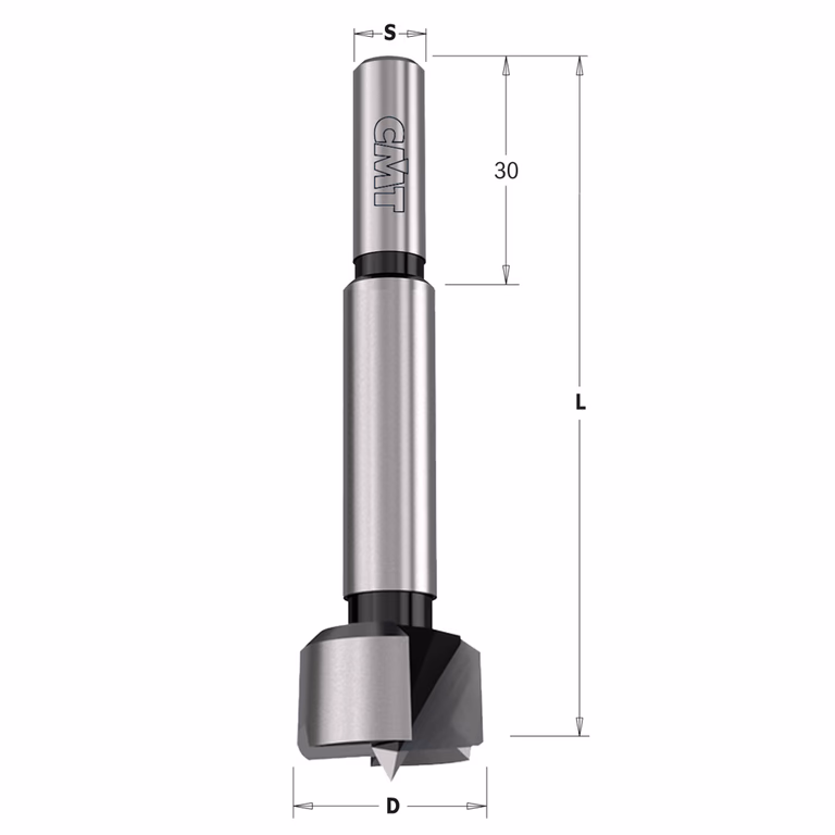 Forstnerboor, rechts D=15mm S=8mm L=90mm