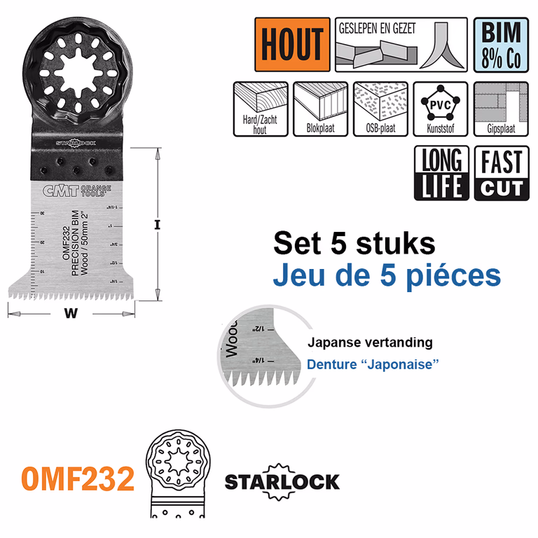 Multitoolzaagblad voor hout, 45mm · OMF232-X5