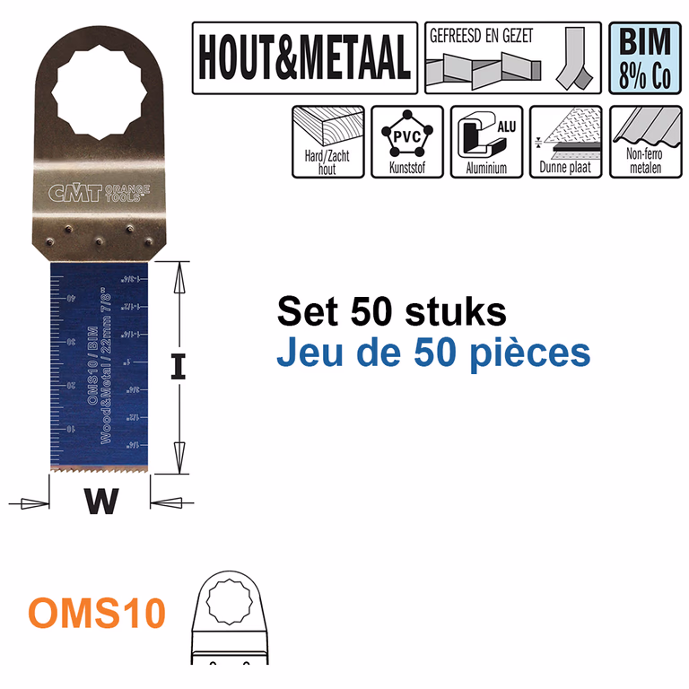 Multitoolzaagblad voor hout en metaal, 22mm · OMS10-X50