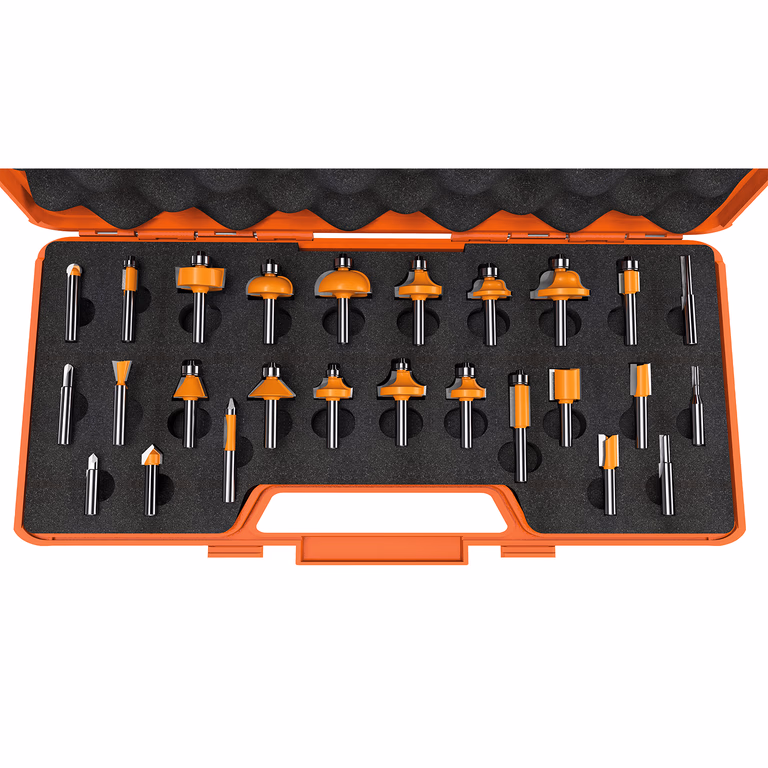 26-delige frezenset in oranje opbergkoffer, HW S=8mm