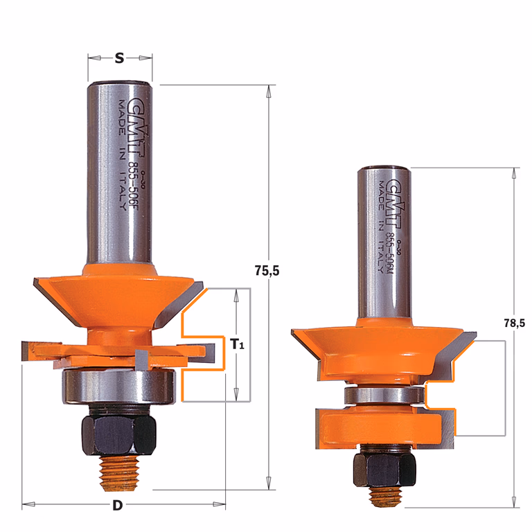 Frezenset voor tand- en groefverbinding met een V-groef, HW · 855.506.11
