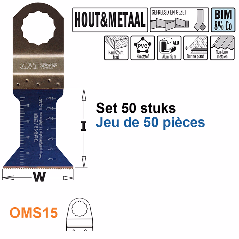 Multitoolzaagblad voor hout en metaal, 15mm · OMS15-X50