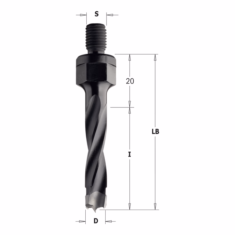 Drevelboor, rechts D=12mm L1=20mm I=43mm · 344.120.11
