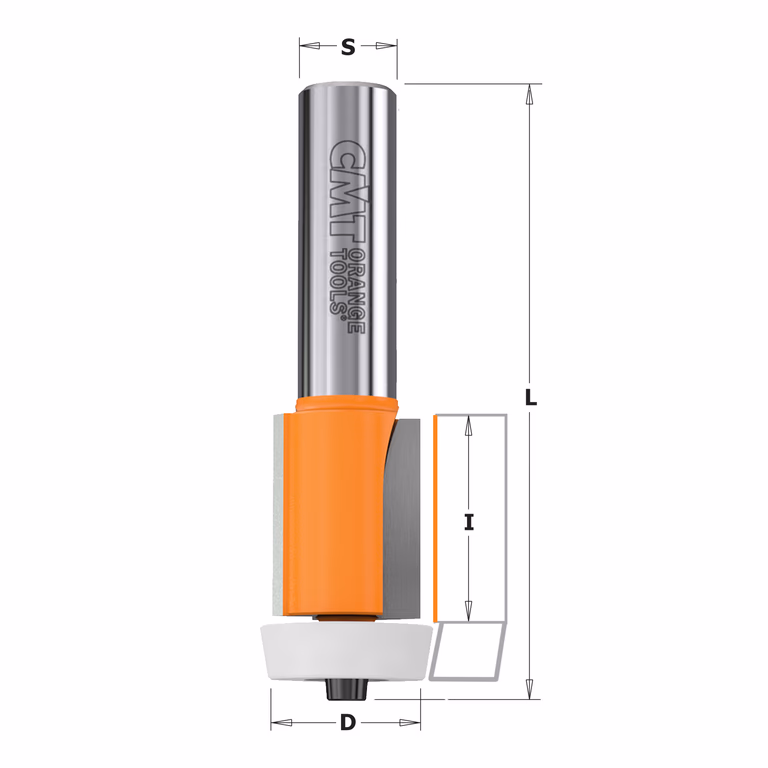 Rechte frees met Delrin kogellager , HW D=22,22mm L=77,78mm