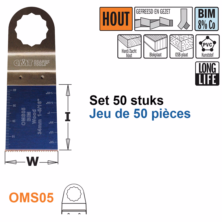 Multitoolzaagblad voor hout, 34mm · OMS05-X50