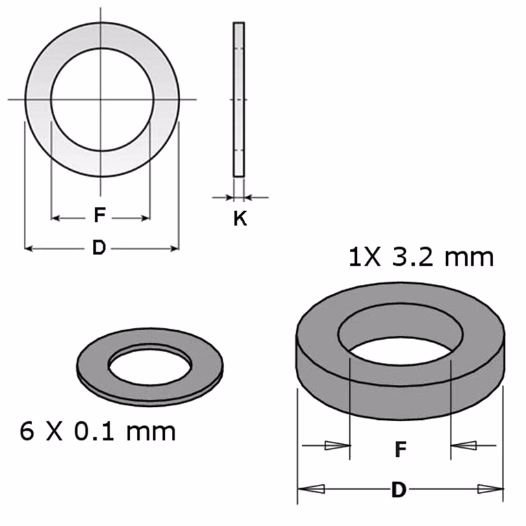 Set opvulringen 7 stuks D=12mm B=20mm