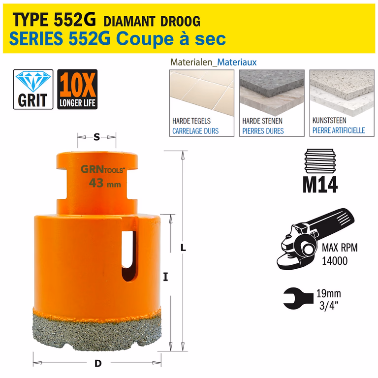 Gatzaag voor extreem harde materialen D=43mm · 552-543G