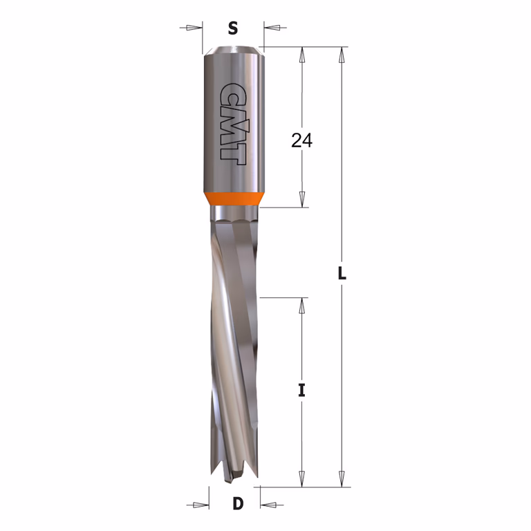 Drevelboor, links D=10mm L=70mm L1=24mm I=30mm