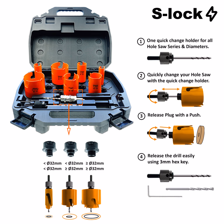 7-delige multi-construct gatzagenset in koffer · 550G-SET7