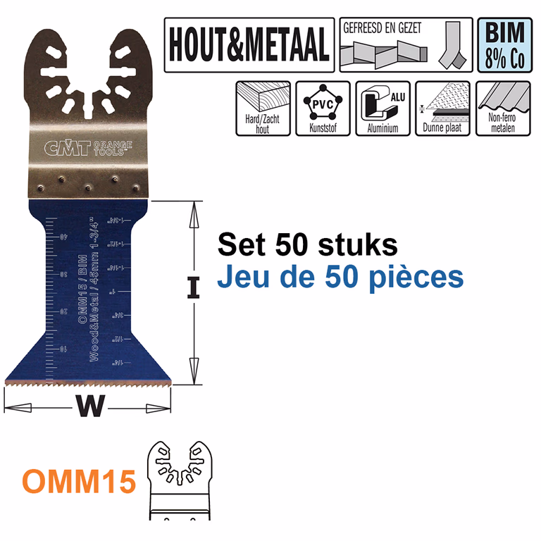 Multitoolzaagblad voor hout en metaal, 15mm · OMM15-X50