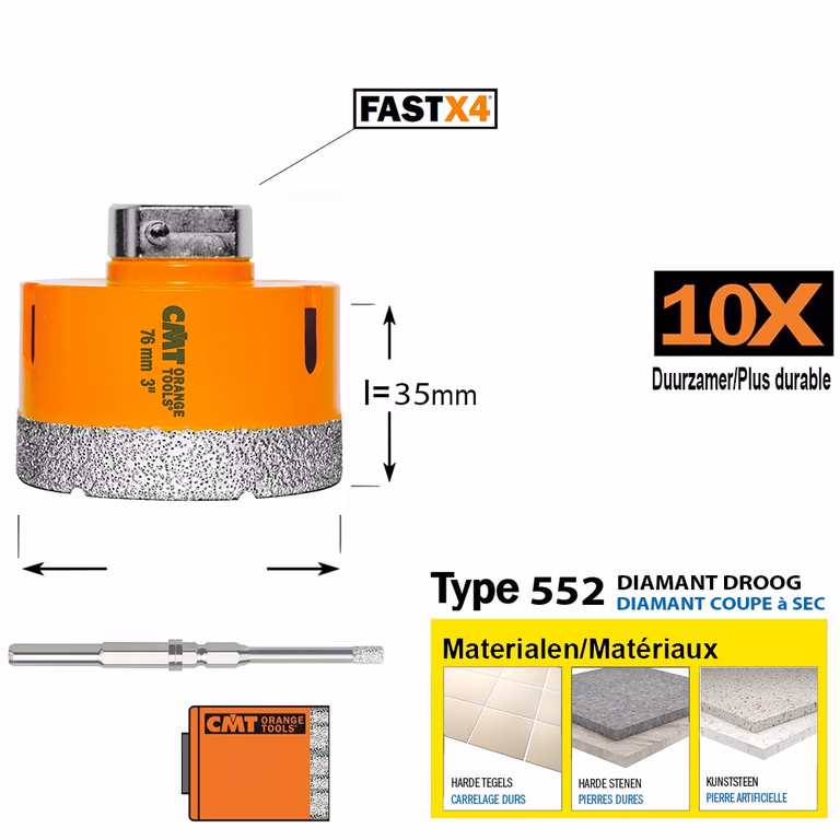 Gatzaag voor extreem harde materialen D=18mm S=Hexagonaal L=45mm I=35mm