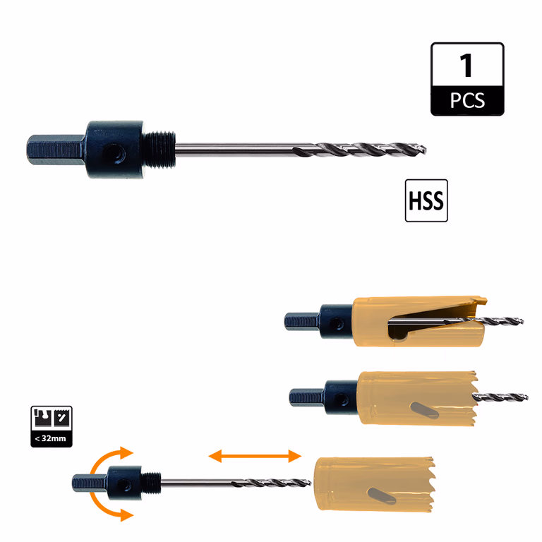 Klokboorhouder voor diameters < 32mm